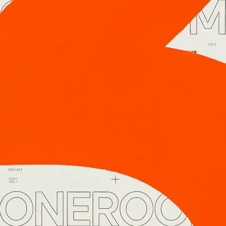 Моушн-графика: крупная типографика и штриховые узоры на оранжевом и чёрном фоне