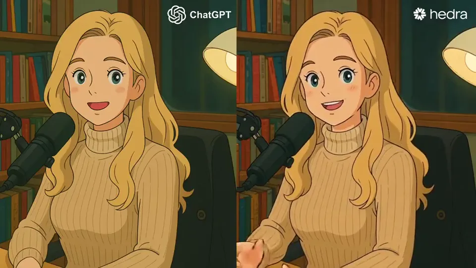 Кадр Hedra: рисованная героиня произносит реплику